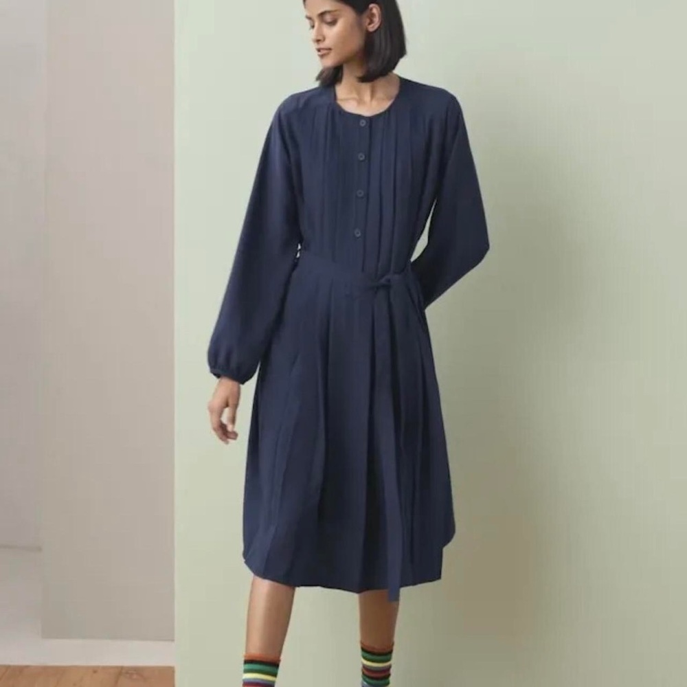 JW Anderson x Uniqlo navy pleated dress / Sz XS / Excellent condition